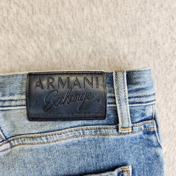 Armani Exchange Jeans Mens 31X30 Blue J16 Straight Distressed Slim Fit AX - Picture 7 of 16